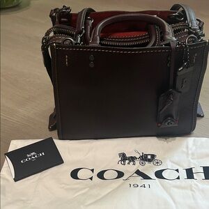 Coach Rogue 25 Bag in Oxblood with Red Interior